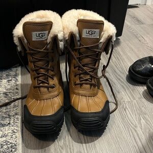 UGG Tan and Black Lace-Up Boots